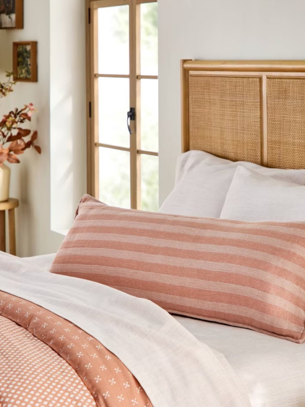 Hearth & Hand™ with Magnolia 14"x36" Tonal Stripe Oblong Throw Pillow Rust -